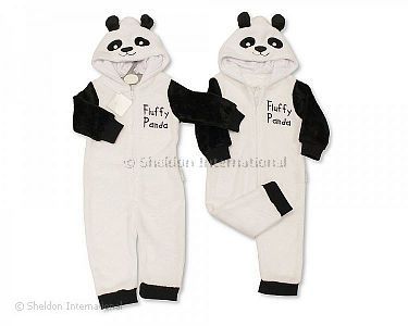 Baby Onesie - Hooded All in One - Fluffy Panda - Wholesale