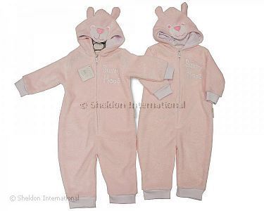 Baby Girls Onesie - Hooded All in One - Bunny Hops - Wholesale