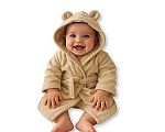 Baby Hooded Bathrobe - Taupe