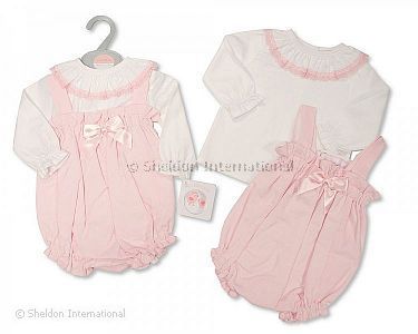 Baby Girls Romper Set with Lace and Bow - Wholesale