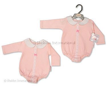 Baby Girls Romper with Lace and Bow - Wholesale