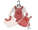 Wholesale Girls 2 pcs Short Dungaree Set with Bow and Lace
