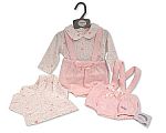 Baby Girls 2 pcs Short Dungaree Set with Bow - Sweet Heart