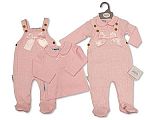 Baby Girls 2 Pieces Long Dungaree Set with Bow