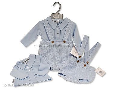 Baby Boys 2 pcs Short Dungaree Set - Wholesale