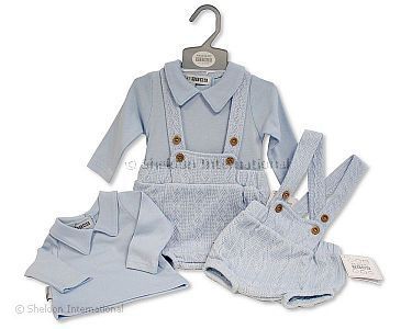 Baby Boys 2 pcs Short Dungaree Set - Wholesale