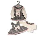 Baby Girls 2 pcs Dress Set with Bow and Lace  - 0-12 Months