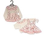 Wholesale Girls 2 pcs Dress Set with Bow and Lace - 0-12 Months