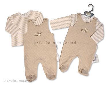 Baby Boys 2 pcs Dungaree Set - New to the World - Wholesale