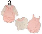 Wholesale Girls Short 2 pcs Dungaree Set with Bow - Pink