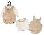 Wholesale Girls Short 2 pcs Dungaree Set with Bow - Taupe