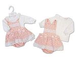 Baby Girls 2 pcs Dungaree Set with Lace and Bows - Flowers