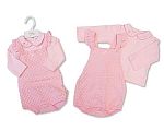 Baby Girls Jacquard 2 pcs Short Dungaree Set with Bow
