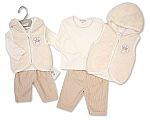 Baby 3 pcs Set with Hooded Fur Vest- Giraffe