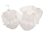 Wholesale Girls Jacquard 2 pcs Dungaree Set with Bow