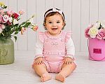 Wholesale Girls 2 pcs Short Dungaree Set with Diamante Applique