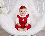 Wholesale Girls 2 pcs Long Dungaree Set - Mushroom