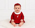 Wholesale Girls Long Sleeved Dress Romper with Bows - Mushroom