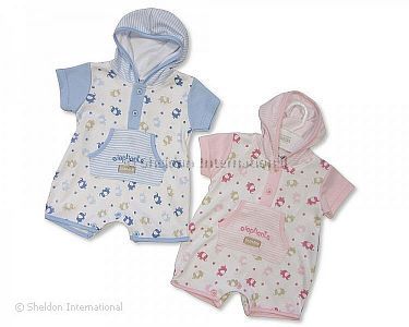 Baby Romper with Hood - Elephants - Wholesale