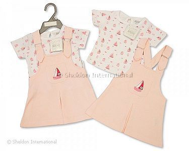 Baby Girls Dungaree Dress Set - Little Sailor - Wholesale