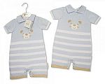 Baby Boys Knitted Cotton Romper - Teddy