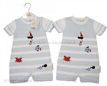 Baby Boys Knitted Cotton Romper - Sailor - Wholesale