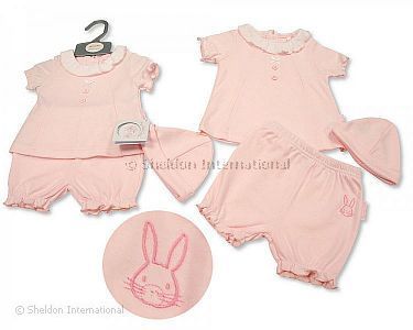 Baby Girls 2 pcs Set with Hat - Bunny - Wholesale