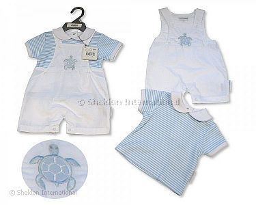 Baby Boys 2 pcs Dungaree Set - Little Swimmer - Wholesale