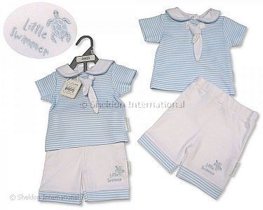 Baby Boys 2 pcs Shorts Set - Little Swimmer - Wholesale