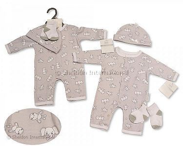 Baby All-In-One with Hat and Socks - Elephant/ Giraffe - Wholesale