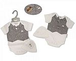 Baby Boys Bodyvest with Faux Waistcoat and Hat - Dog