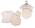 Wholesale Boys 2 pcs Dungaree Set with Smocking - 0-12 Months