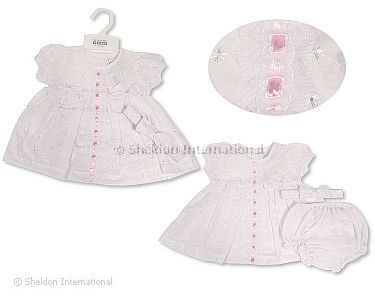 Baby Dress with Bows, Lace and Embroidery - Wholesale