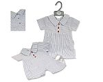 Baby Boys Striped Short Romper with Back Opening