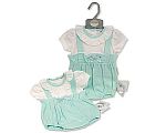 Baby Girls Faux 2 pcs Dungaree Set with Bow and Lace