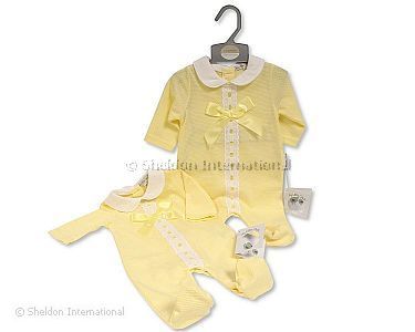 Baby Girls Long Romper with Bow and Lace - Wholesale