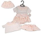 Baby Girls Skirt Set with Bows and Lace - Pink - 0-12 Months