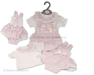 Baby Girls Dungaree Set with Bows and Lace - Purple - 0-12 Months - Wholesale