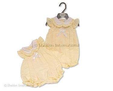 Baby Girls Romper with Lace and Bow - Wholesale