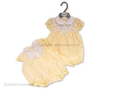 Baby Girls Romper with Lace and Bow - Wholesale