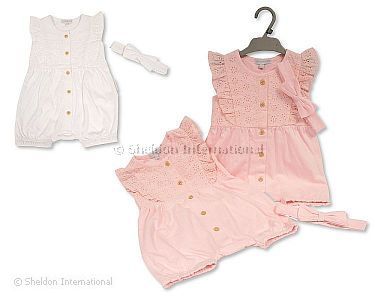 Baby Girls Lace Romper with Headband - Wholesale
