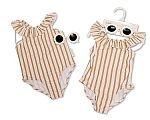 Baby Girls Ruffle Neck Swimsuit with Sunglasses - Sand