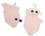 Baby Girls Ruffle Neck Swimsuit with Sunglasses - Pink