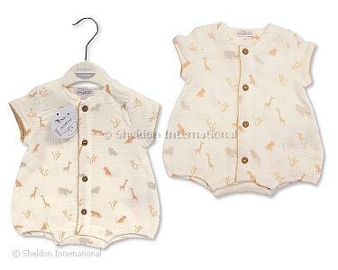 Baby Boys Cotton Romper - Safari - Wholesale