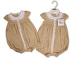 Wholesale Girls Linen Romper with Lace