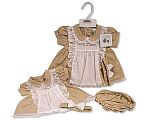 Baby Linen Dress with Lace and Embroidery