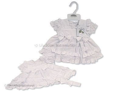 Tiered Baby Dress with Embroidery and Bows - 6-24 Months - Wholesale