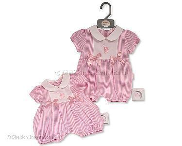 Baby Girls Striped Romper with Bows - Bunny - Wholesale