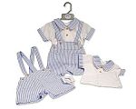 Baby Boys 2 pcs Striped Short Dungaree Set with Buttons