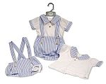 Baby Boys 2 pcs Striped Short Dungaree Set with Buttons